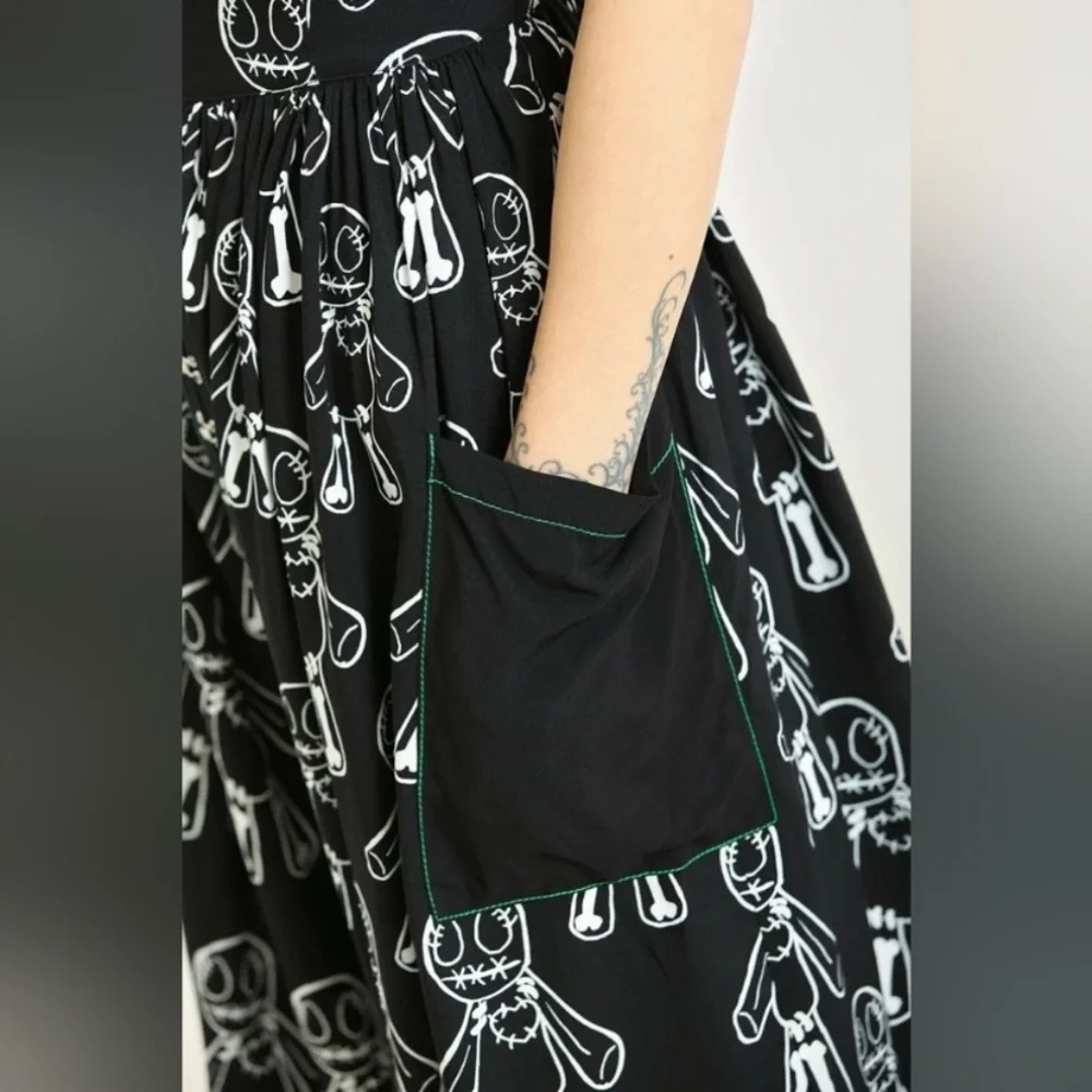 Hell Bunny Voodoo Doll Midi Dress Black and White Women's Dress - Picture 3 of 13